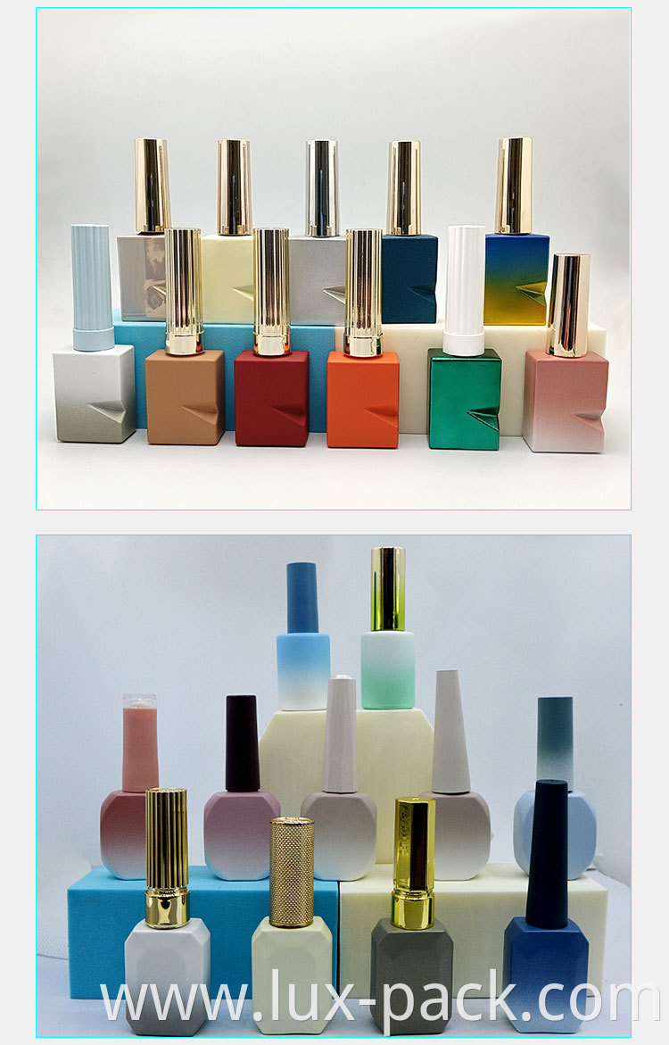 5ml 10ml 15ml 20ml Round Square Nail Polish Glass Bottle With Brush